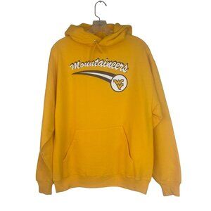 West Virginia Mountaineers Mens Hoodie Sweatshirt Jerzees Yellow Size Medium